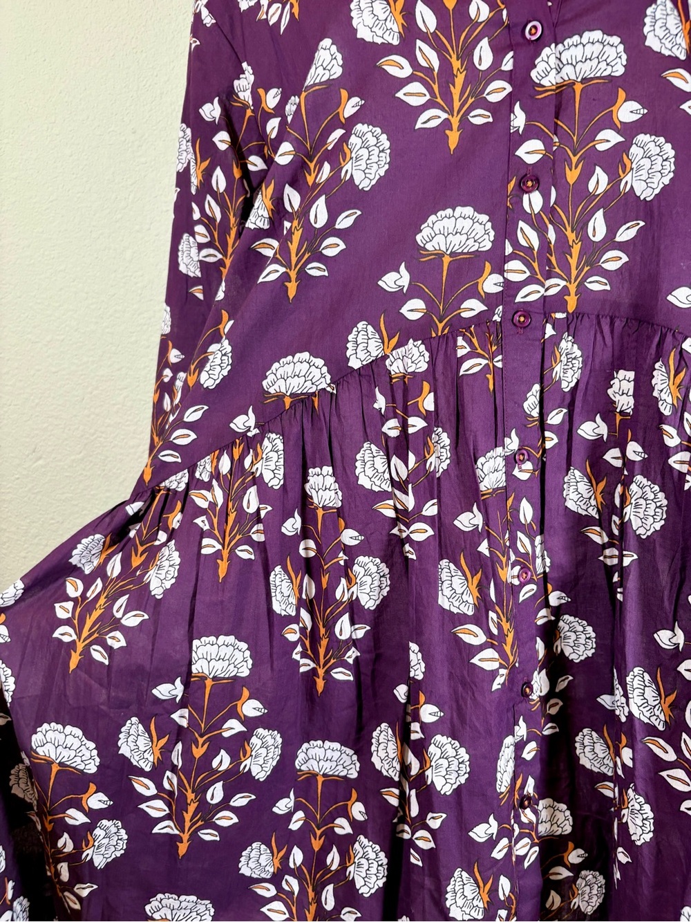 Ro's Garden Deauville Plum Floral Button-Down Dress Size Large - Picture 5 of 11